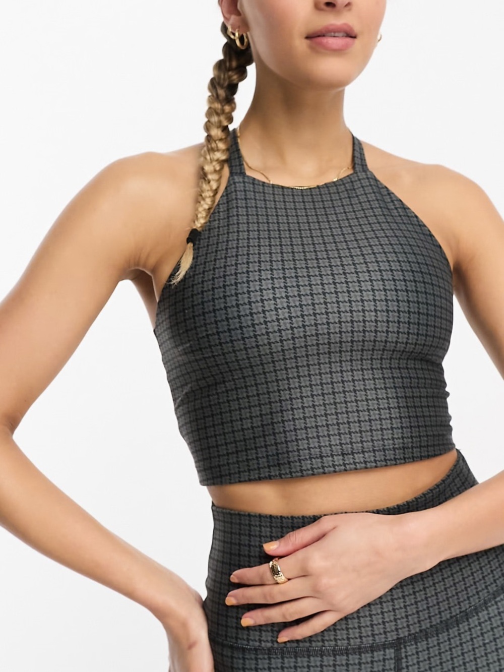 Gilly Hicks Recharge cinch houndstooth Racerback top size M.